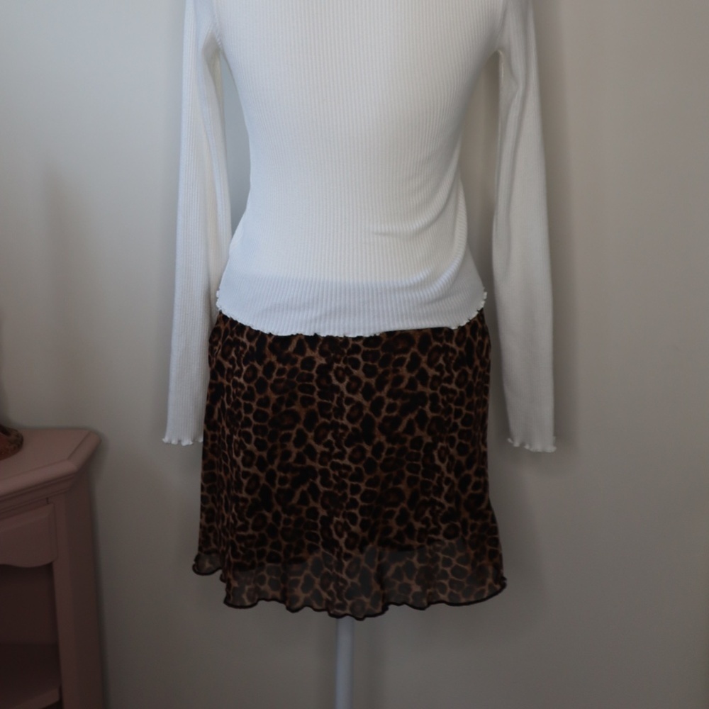 See You on Monday Cheetah Mesh Lined Skirt LARGE - Picture 3 of 7